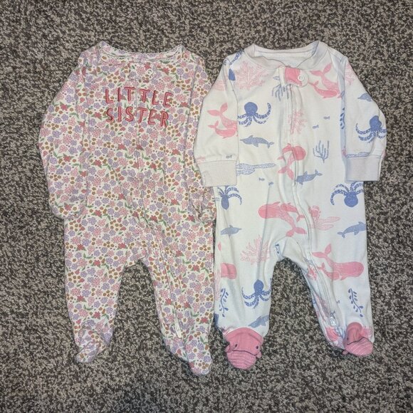 Carter's Just One You Baby Girls Footed Pajamas set, 0-3m - Picture 1 of 2